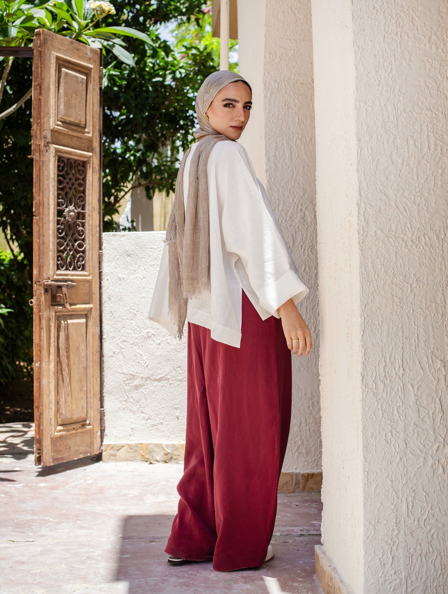 Soft Barrel Pants In BURNT Red