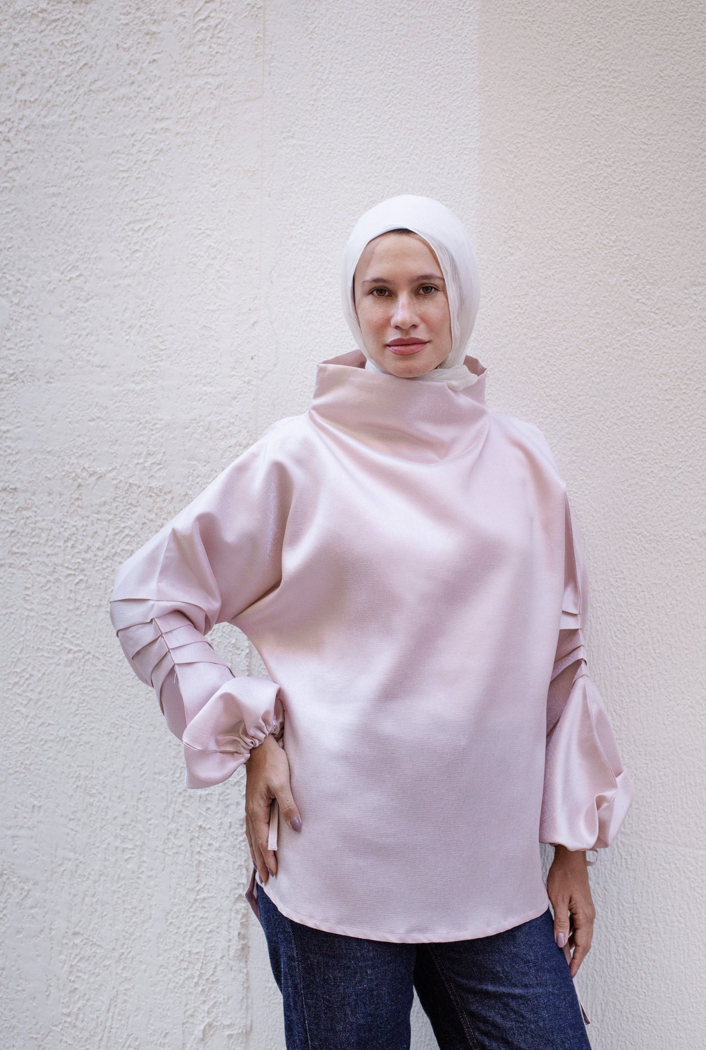 Collar Top In Light Cashmere