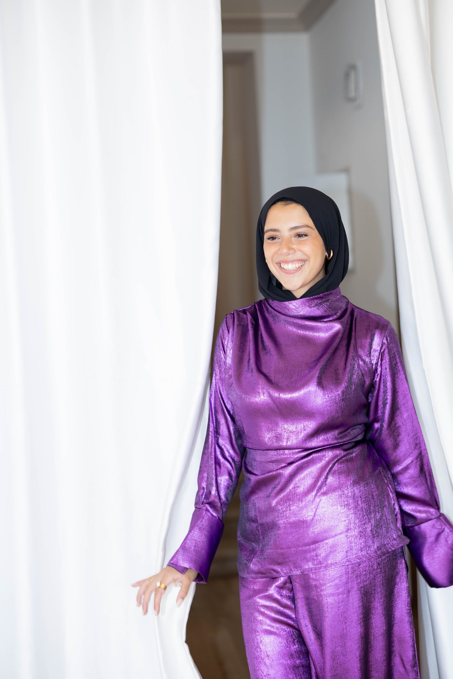 Draped shimmer set In Purple