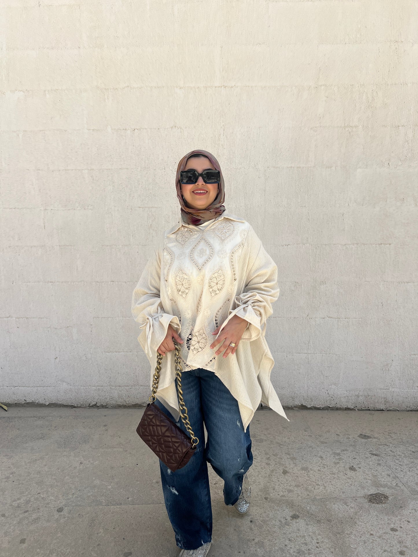 Asymmetrical beige top