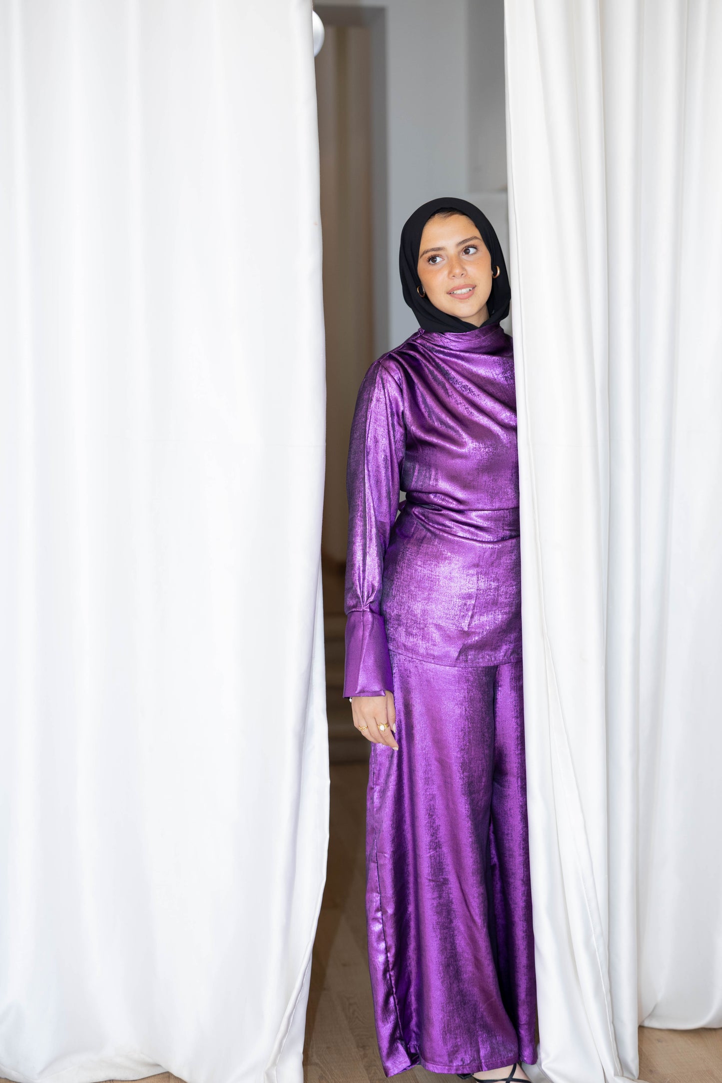 Draped shimmer set In Purple