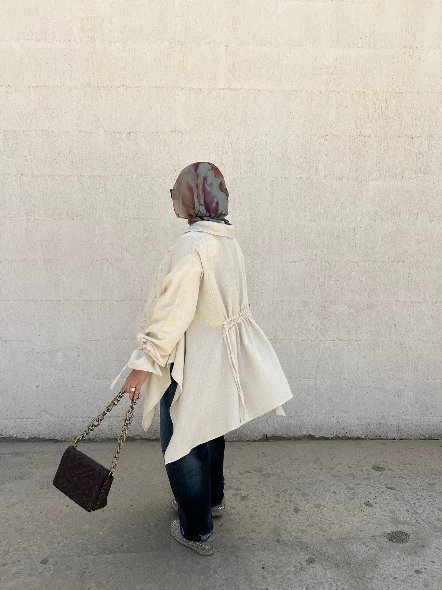 Asymmetrical beige top