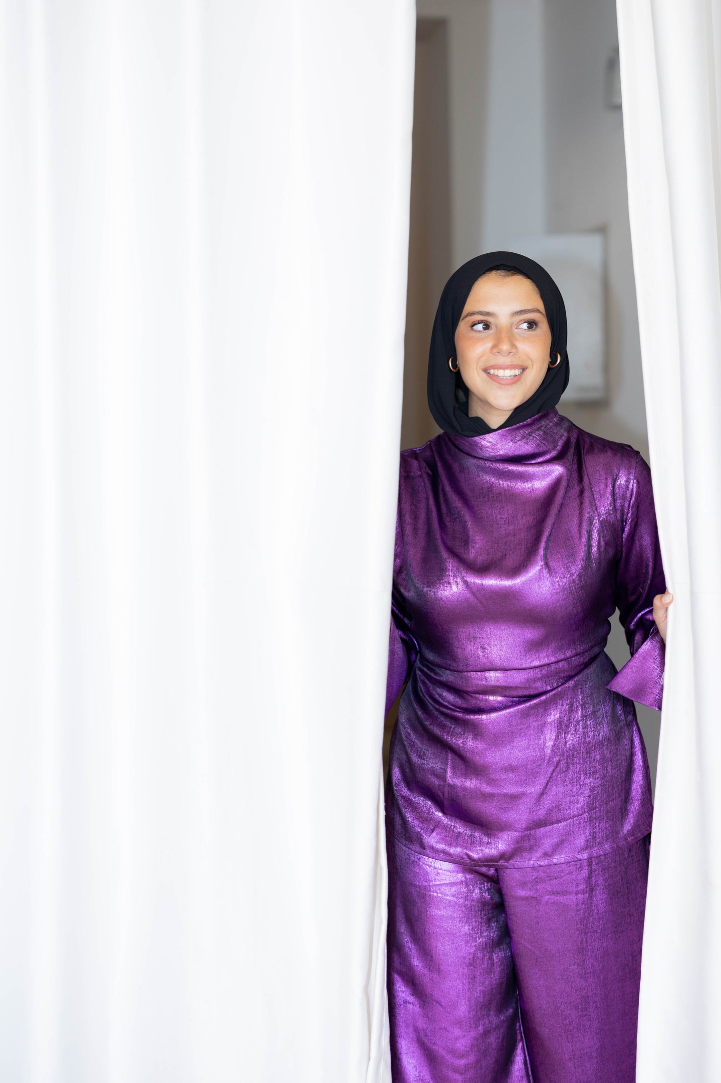 Draped shimmer set In Purple
