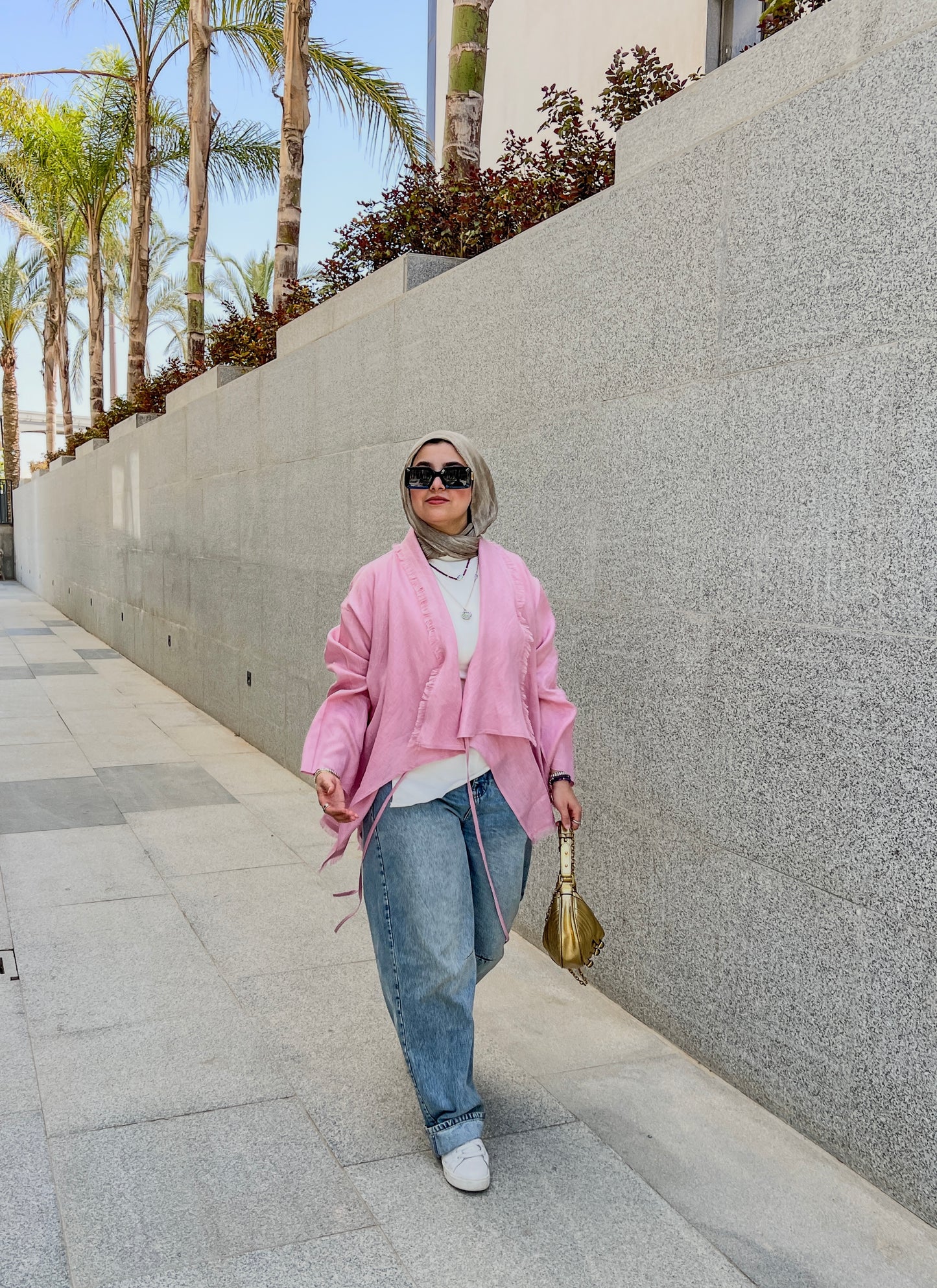 Fringes Pure Linen Kimono In Baby Pink