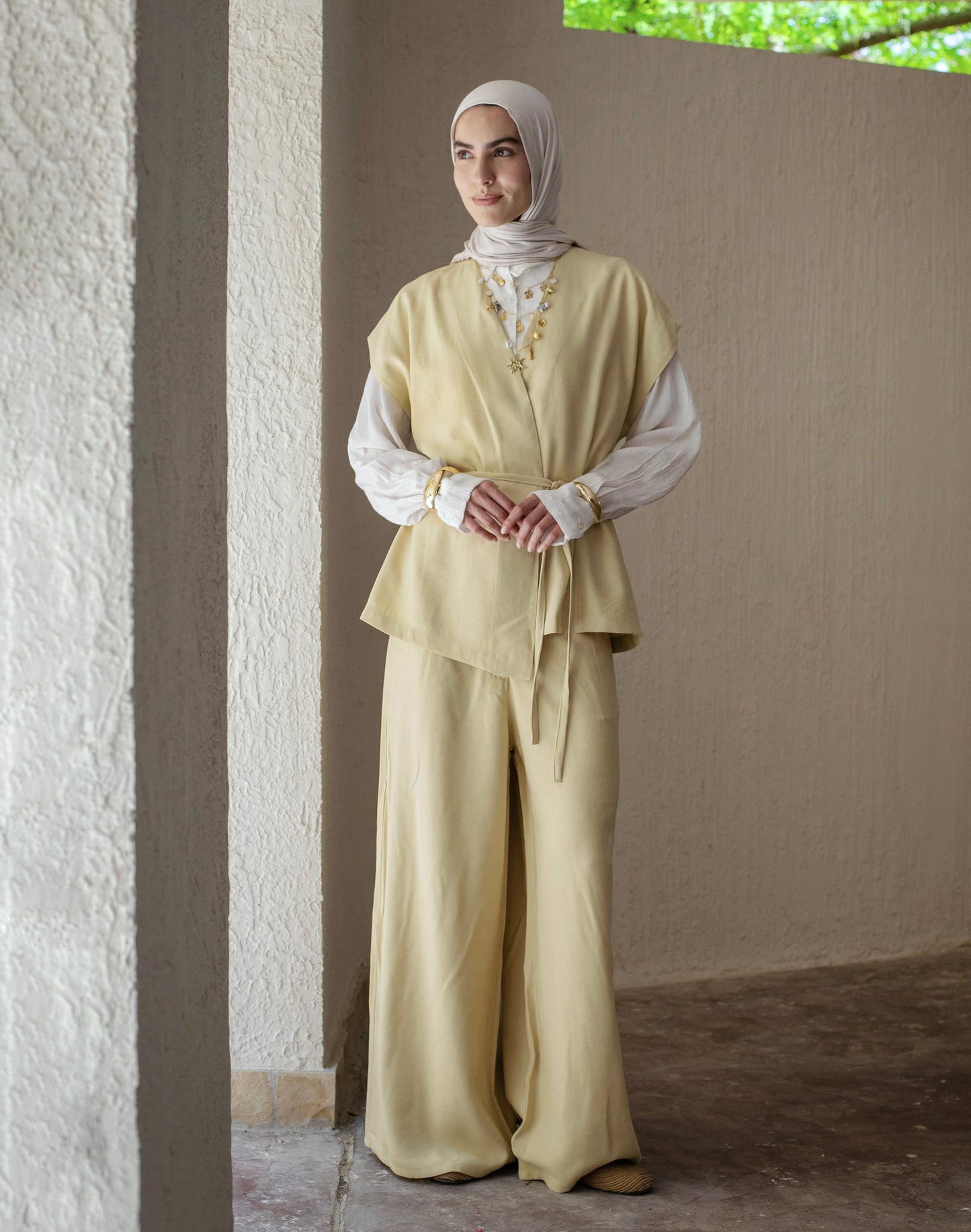 Vest Set In Butter Yellow