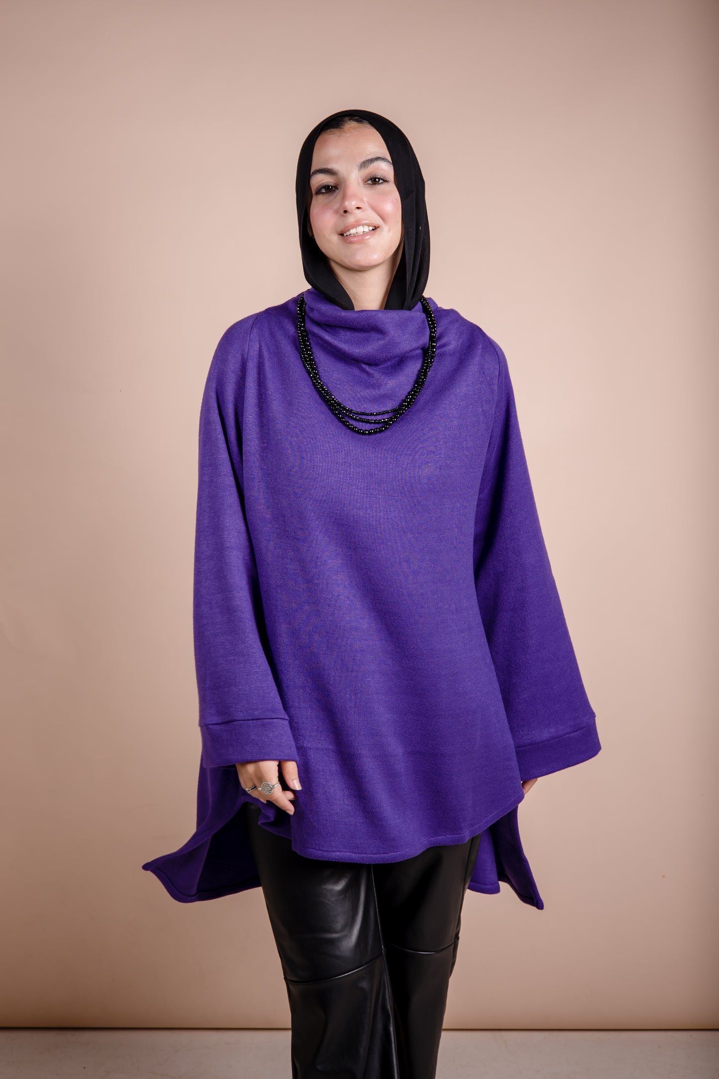 Drape Neck Top —purple