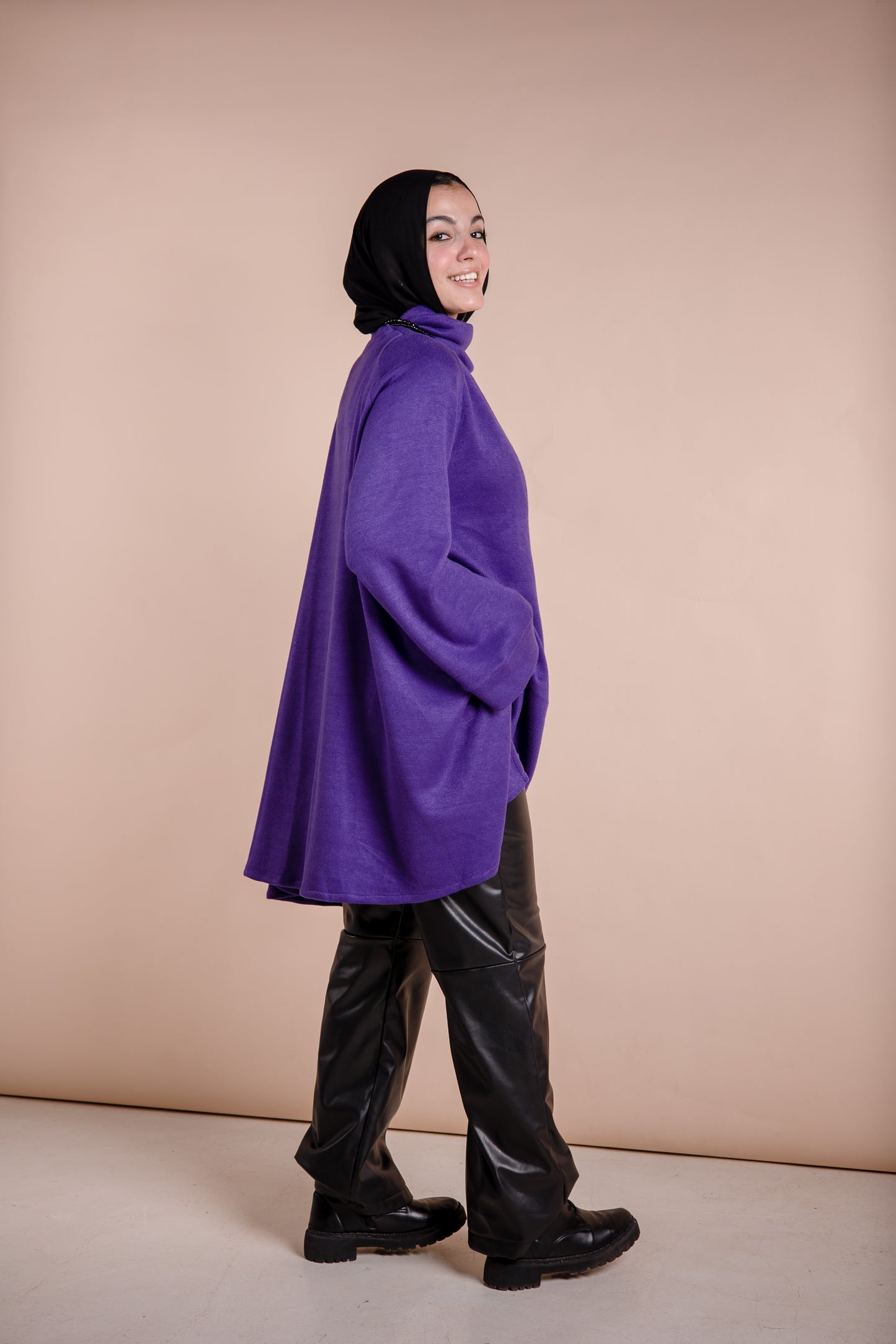 Drape Neck Top —purple