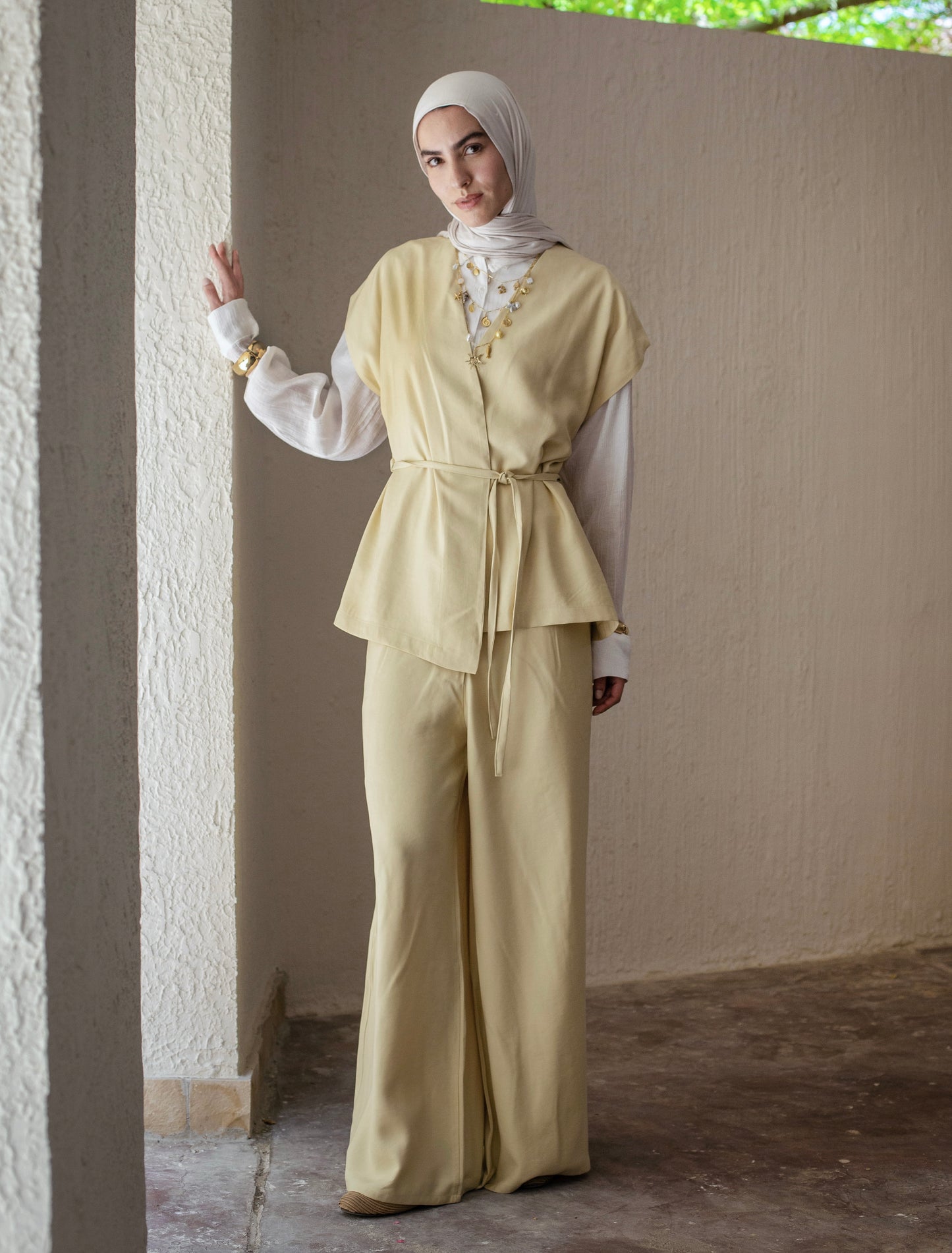 Vest Set In Butter Yellow