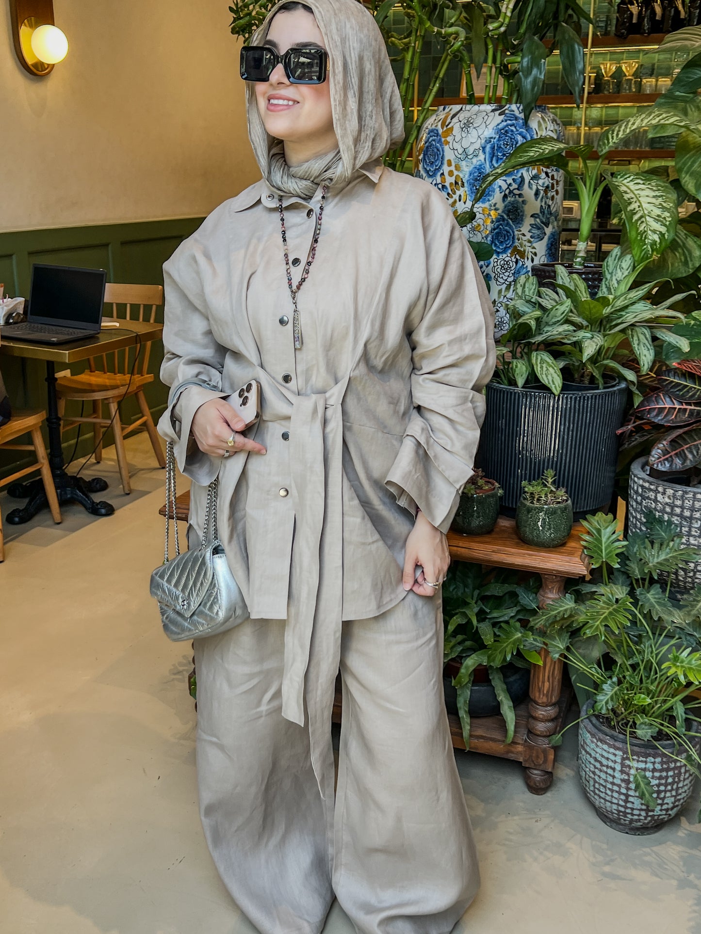 Waist Wrapped Set In Cafe