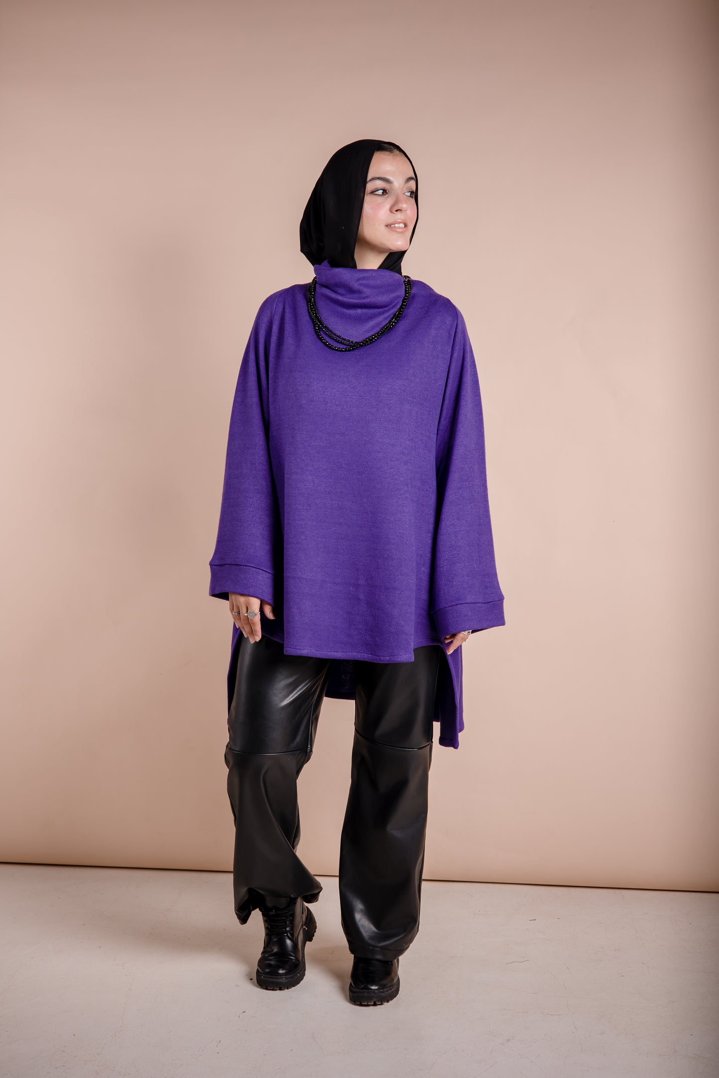 Drape Neck Top —purple