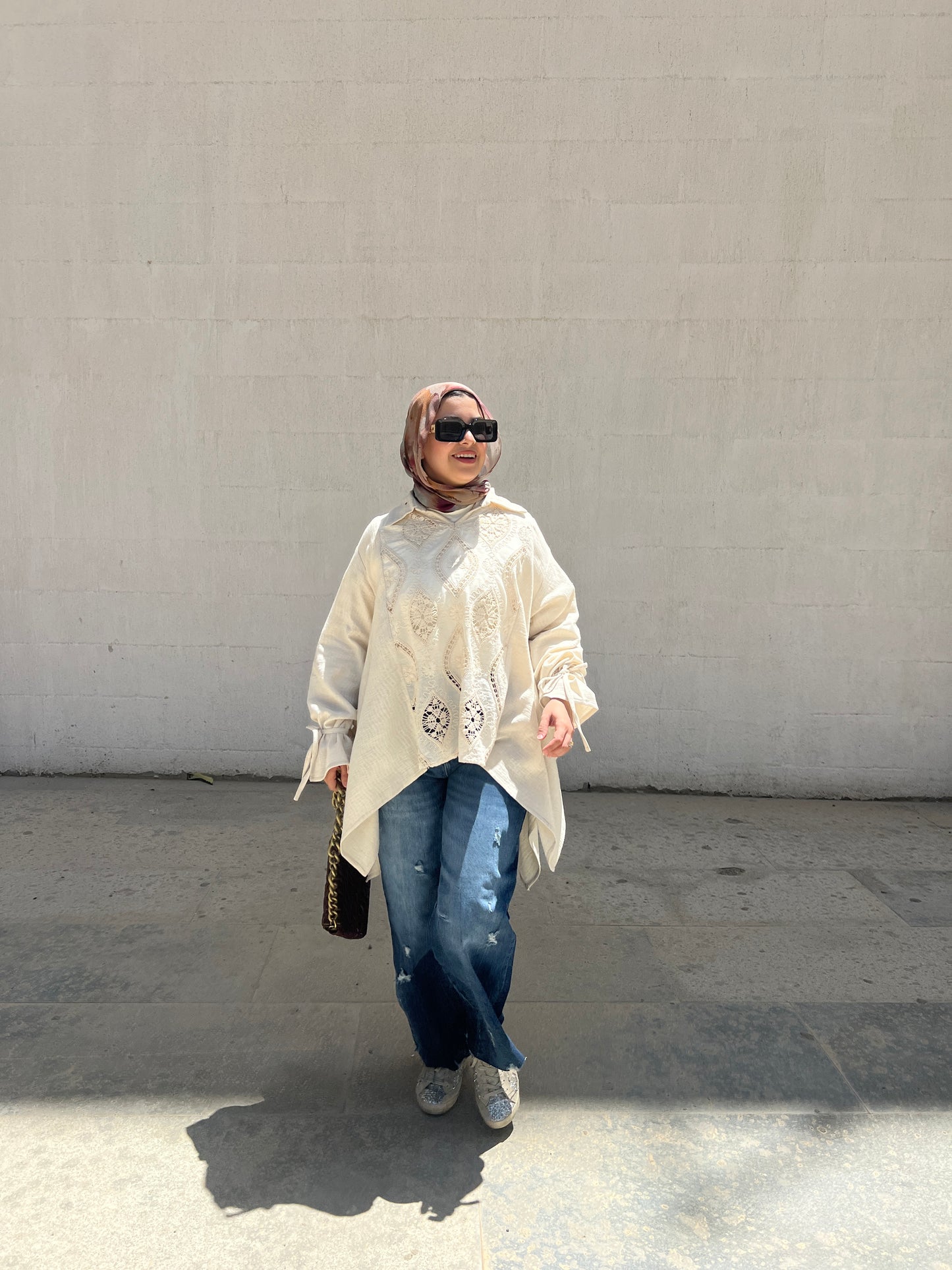 Asymmetrical beige top