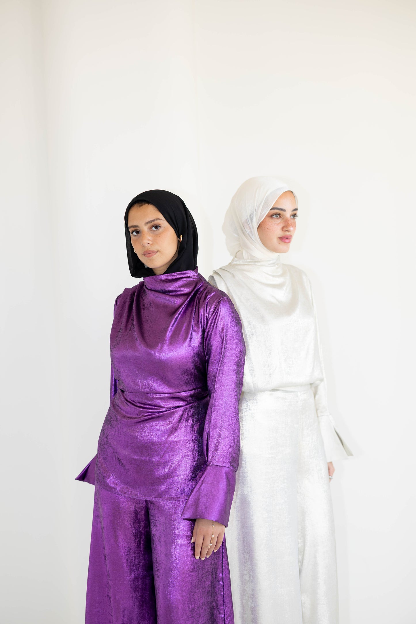 Draped shimmer set In Purple