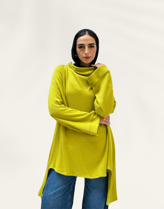 Drape Neck Top — Lime green