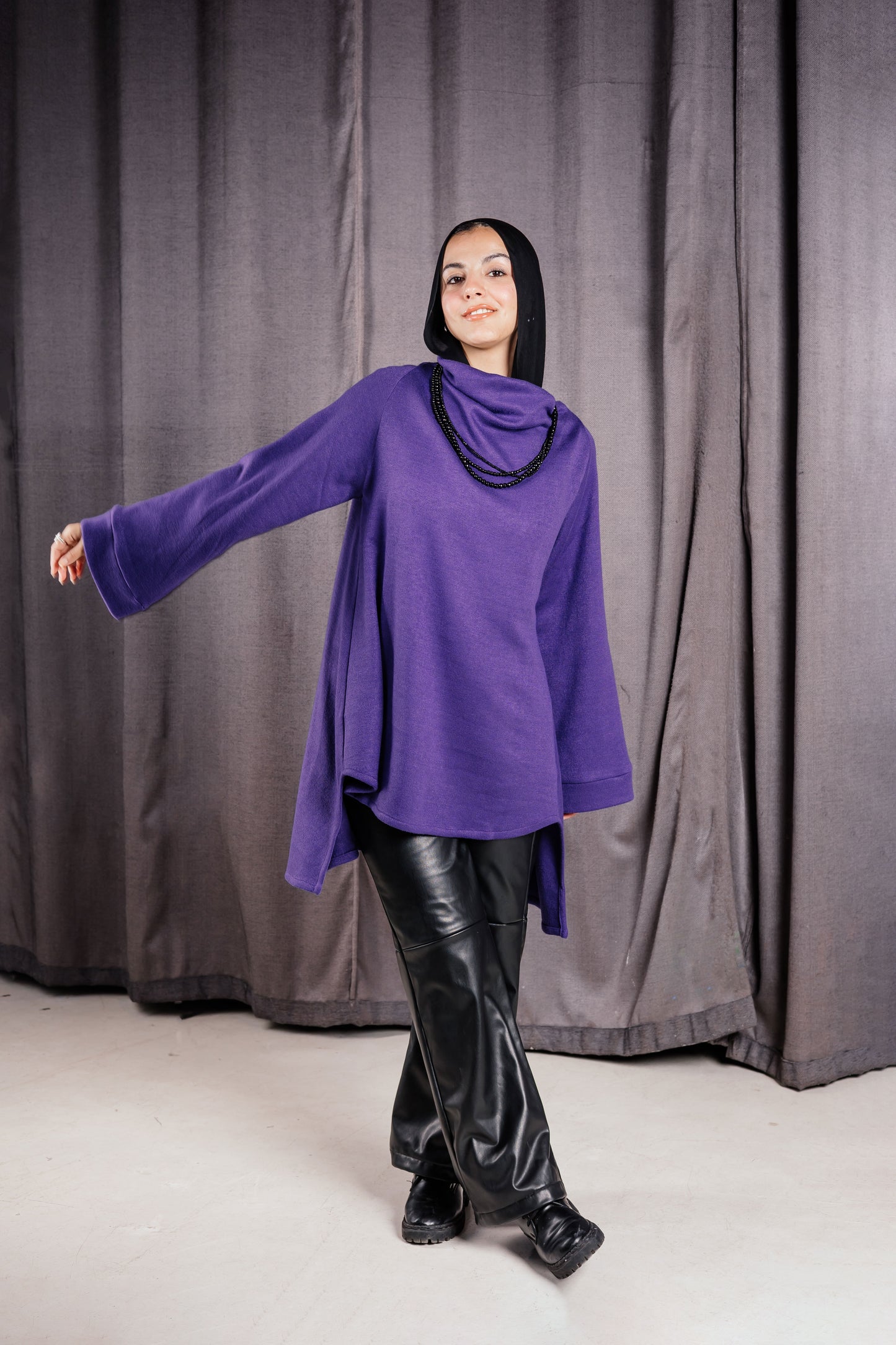 Drape Neck Top —purple