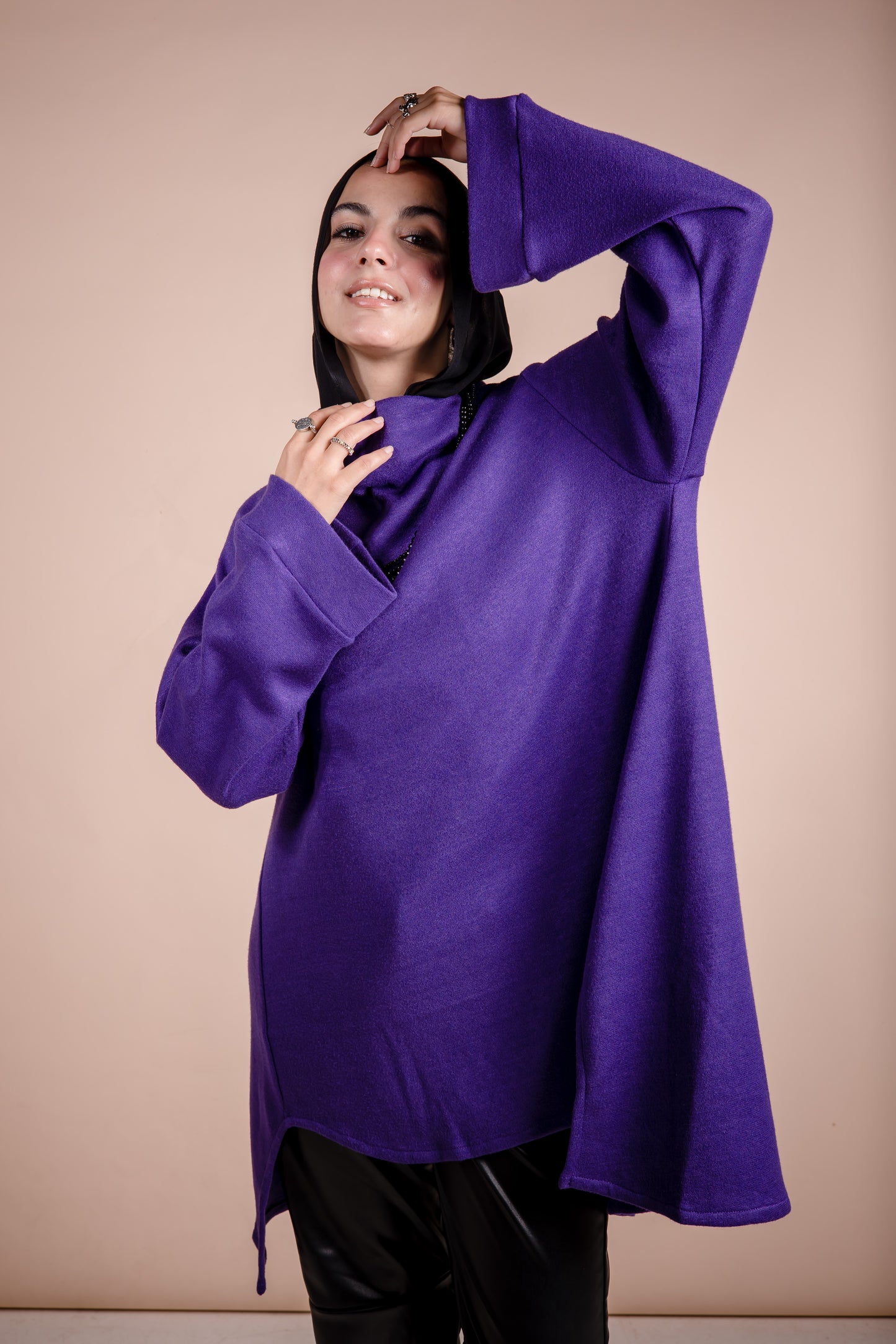 Drape Neck Top —purple