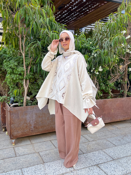 Asymmetrical beige top