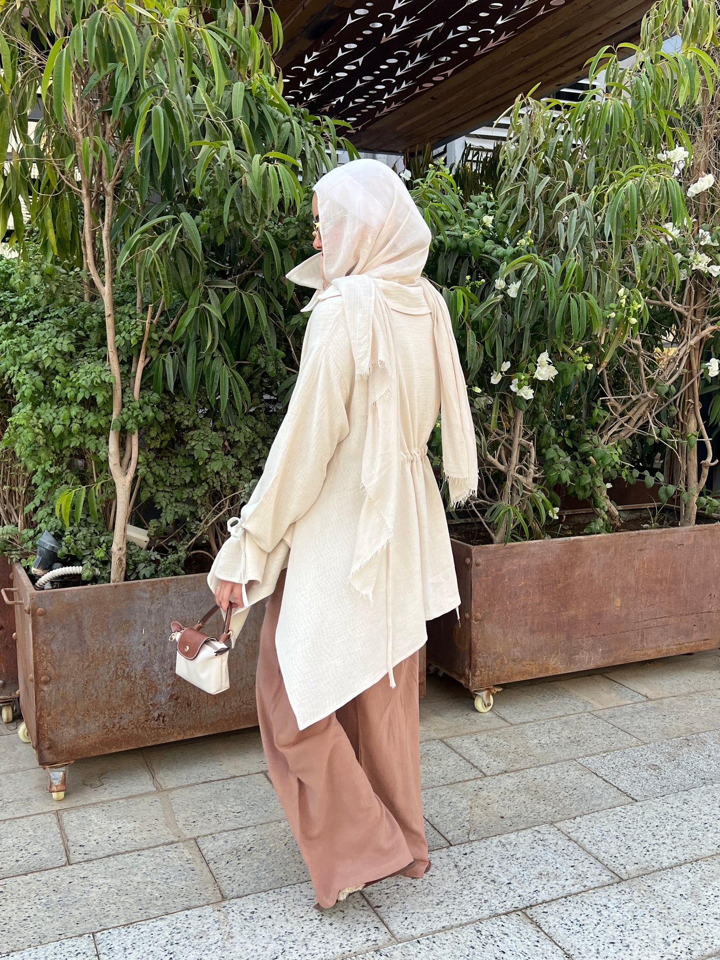 Asymmetrical beige top