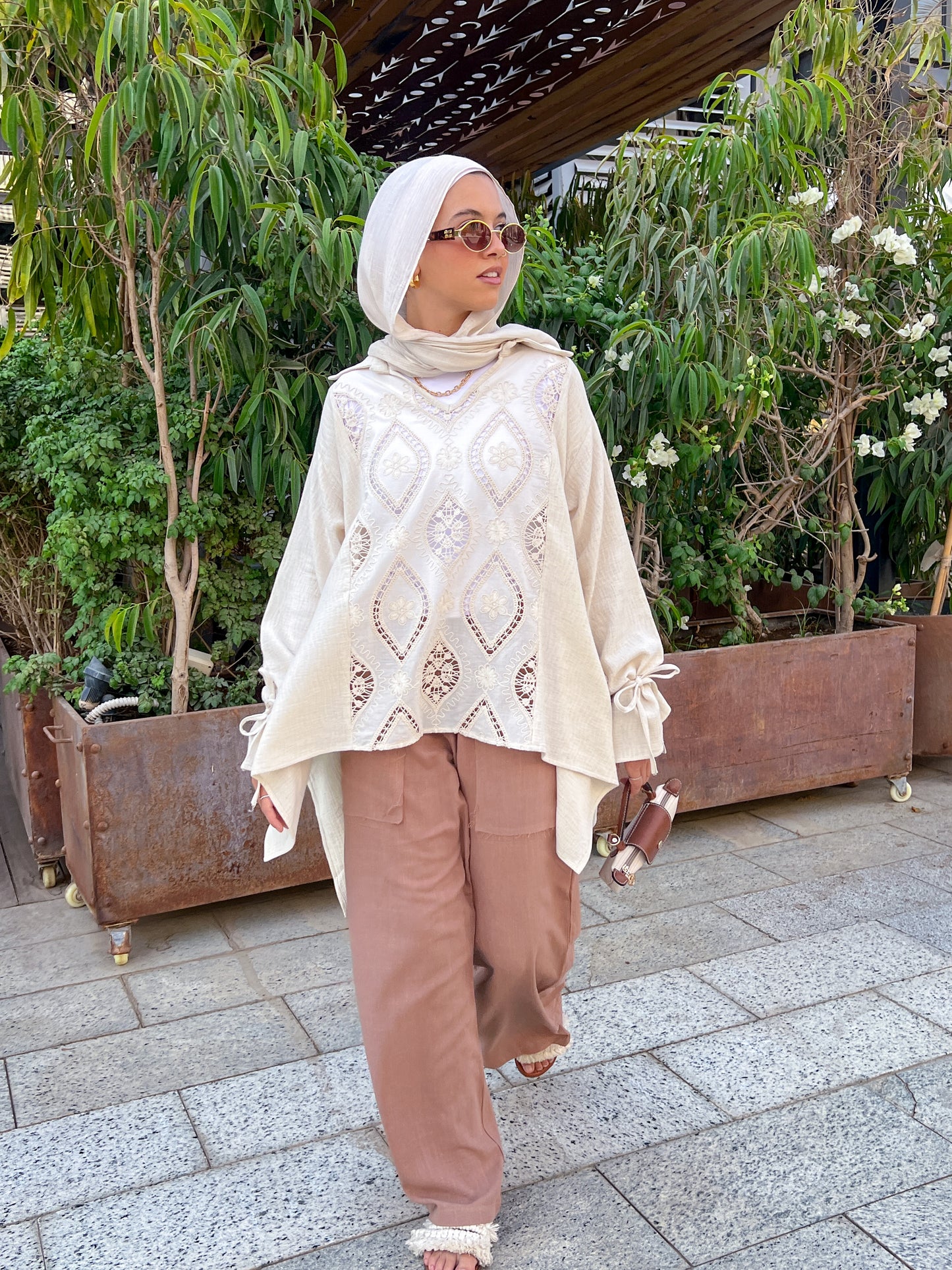 Asymmetrical beige top