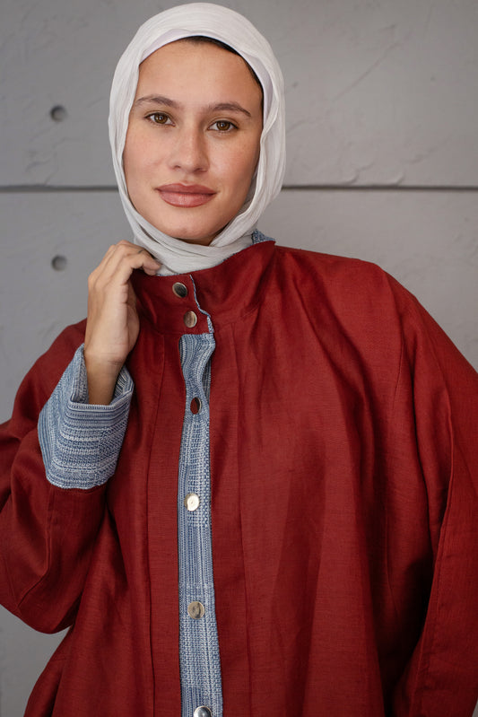 The Canvas Overshirt In Burnt Red