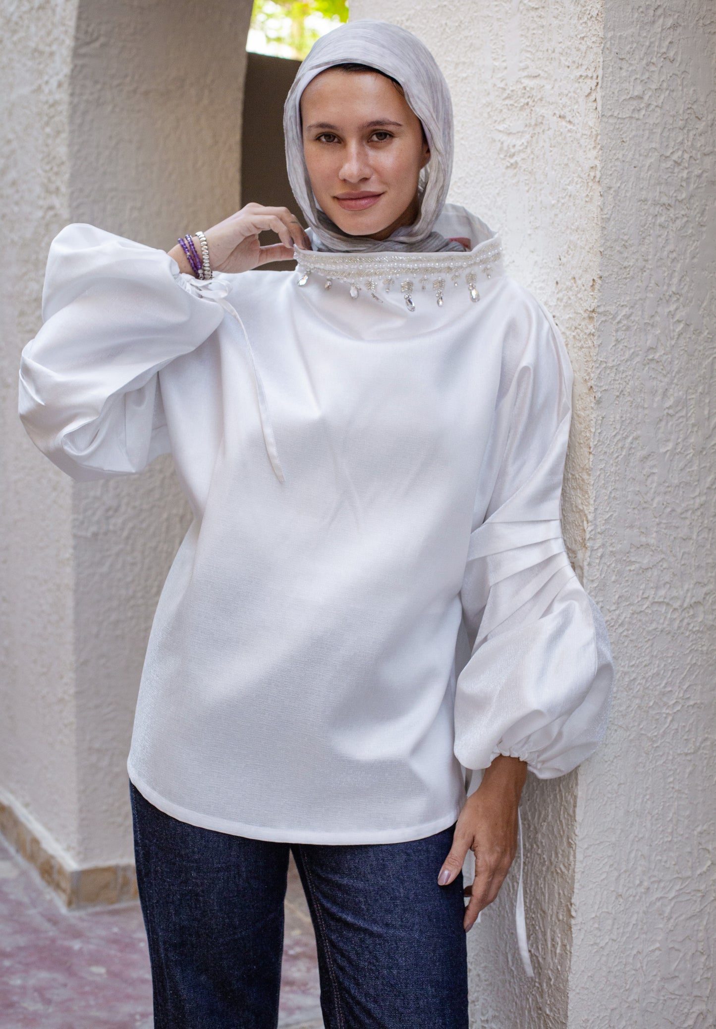 Collar Top Crystal Edition Offwhite
