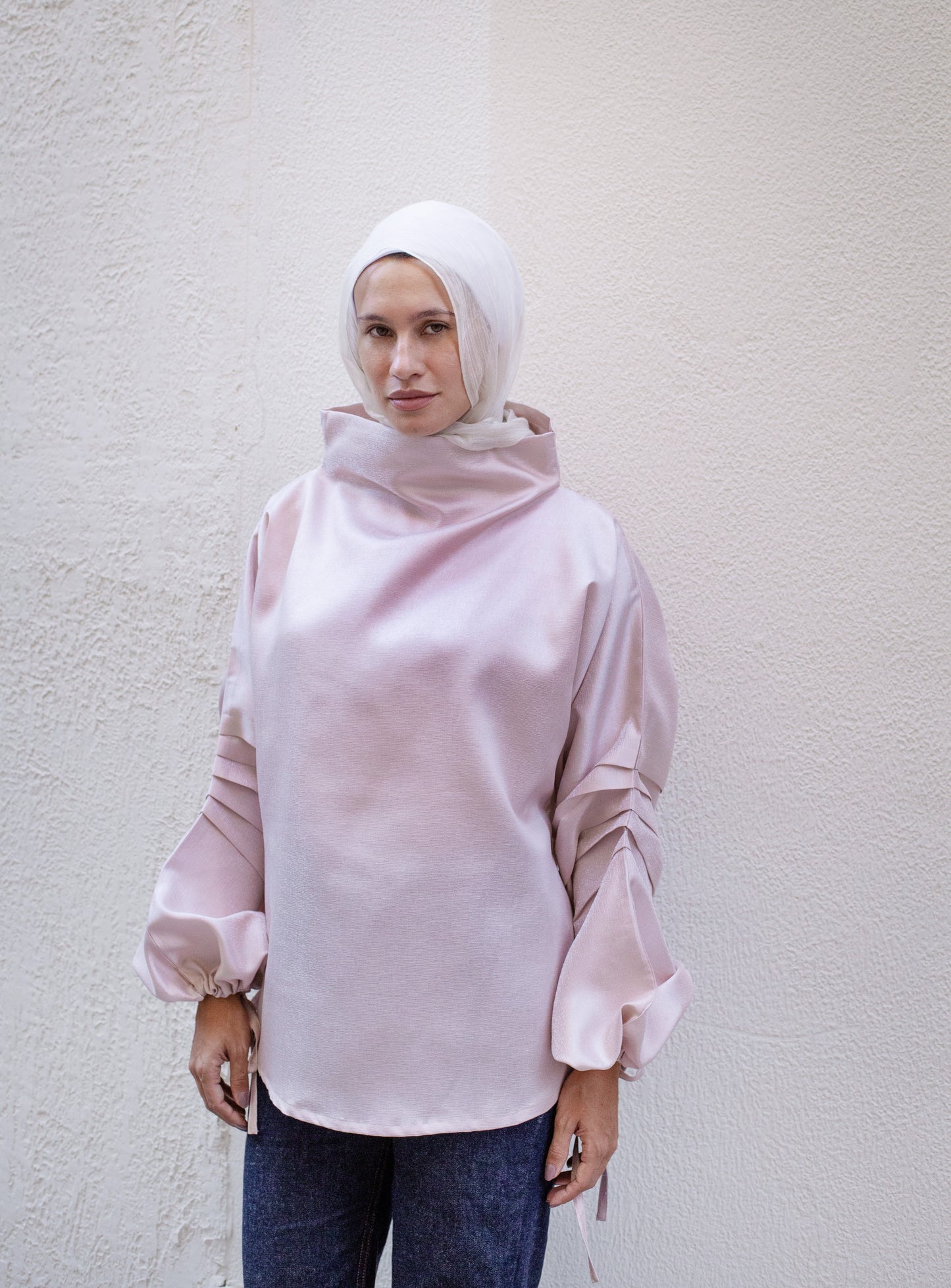 Collar Top In Light Cashmere