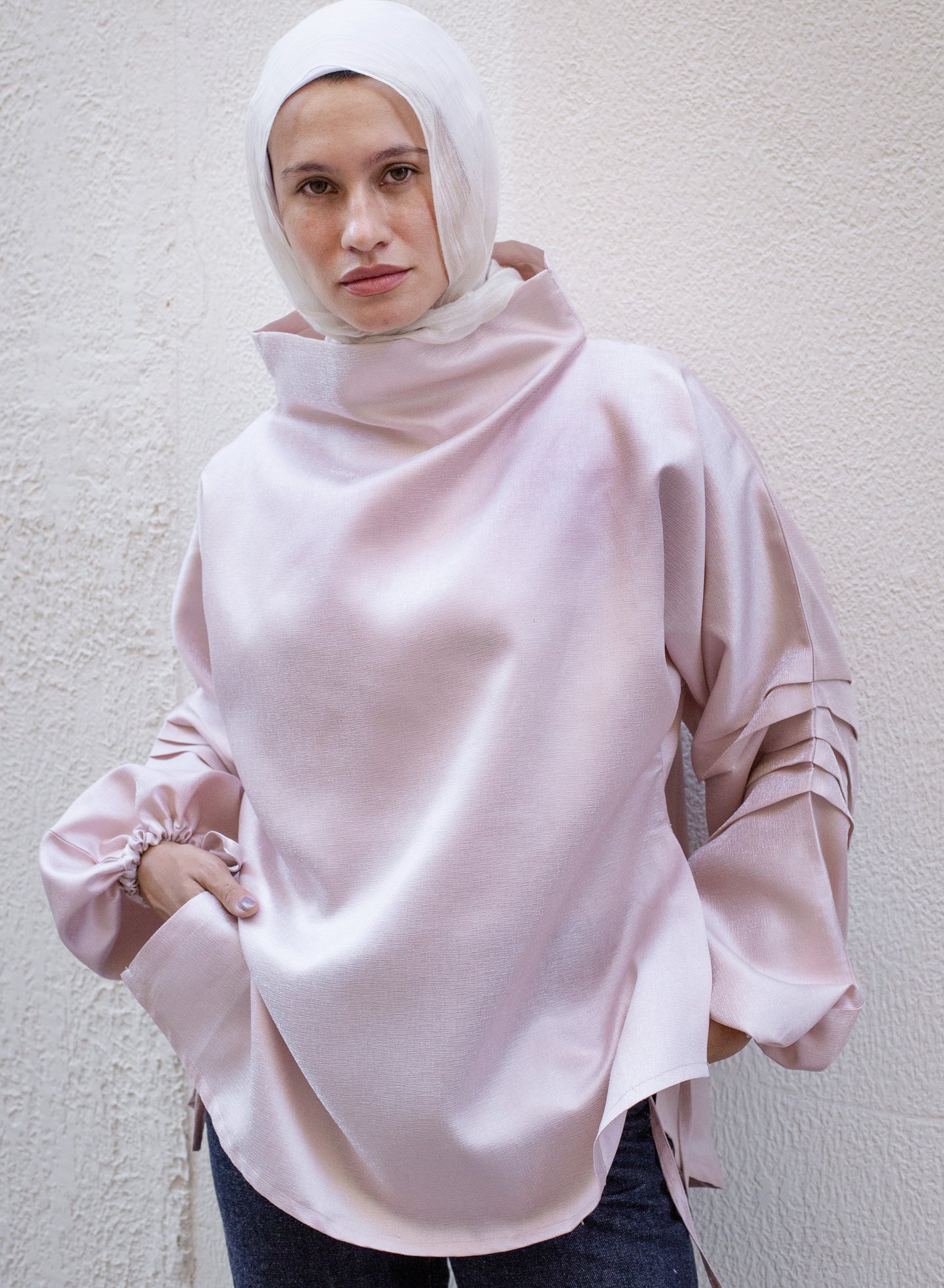 Collar Top In Light Cashmere