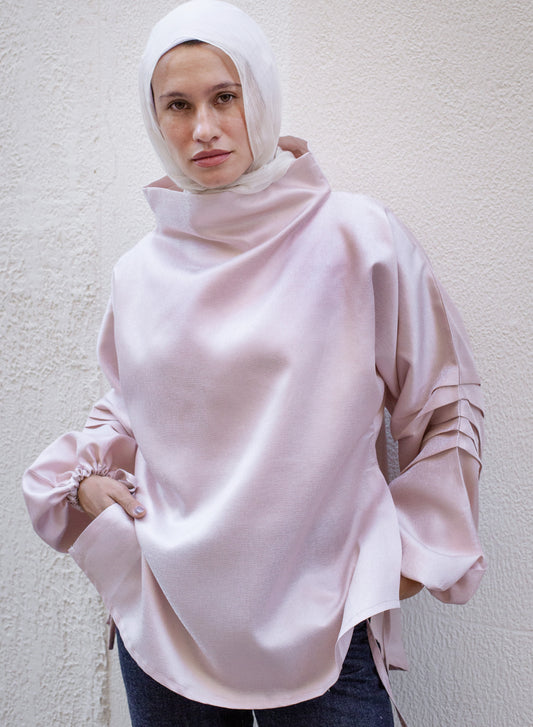 Collar Top In Light Cashmere