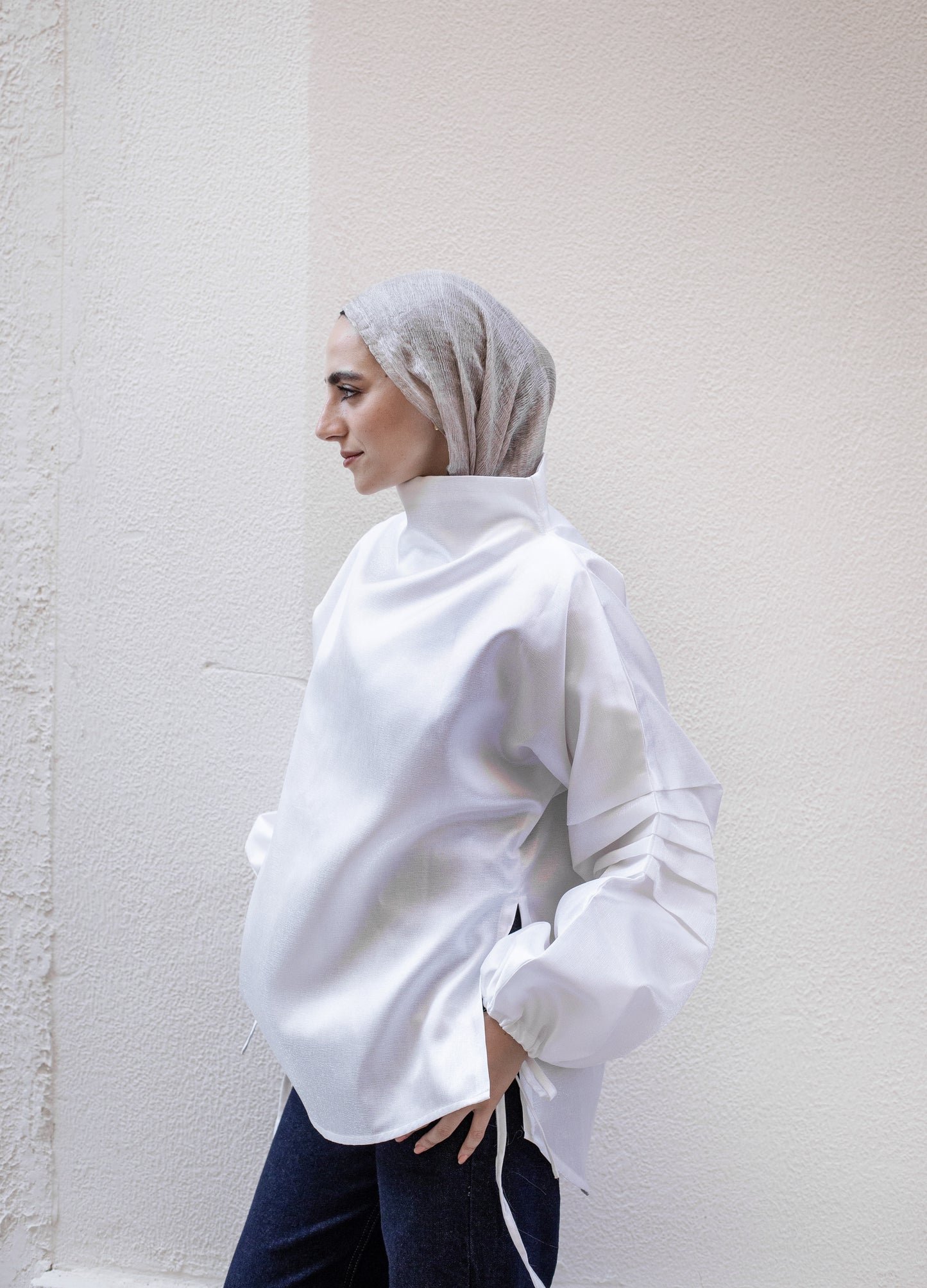 Collar Top In off white