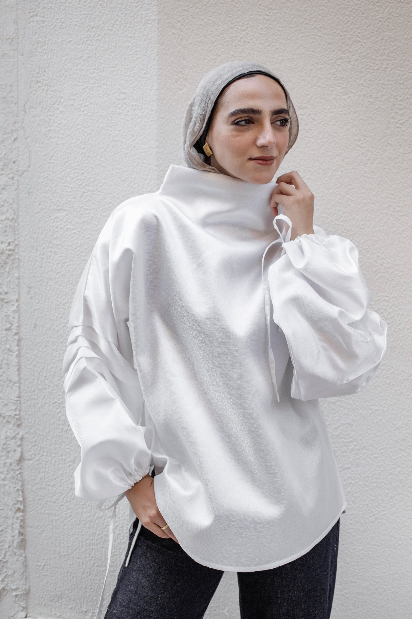 Collar Top In off white