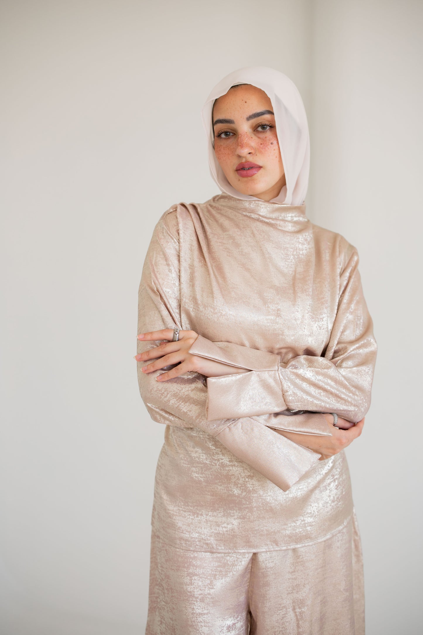 Draped Shimmer Set In Rose/Gold