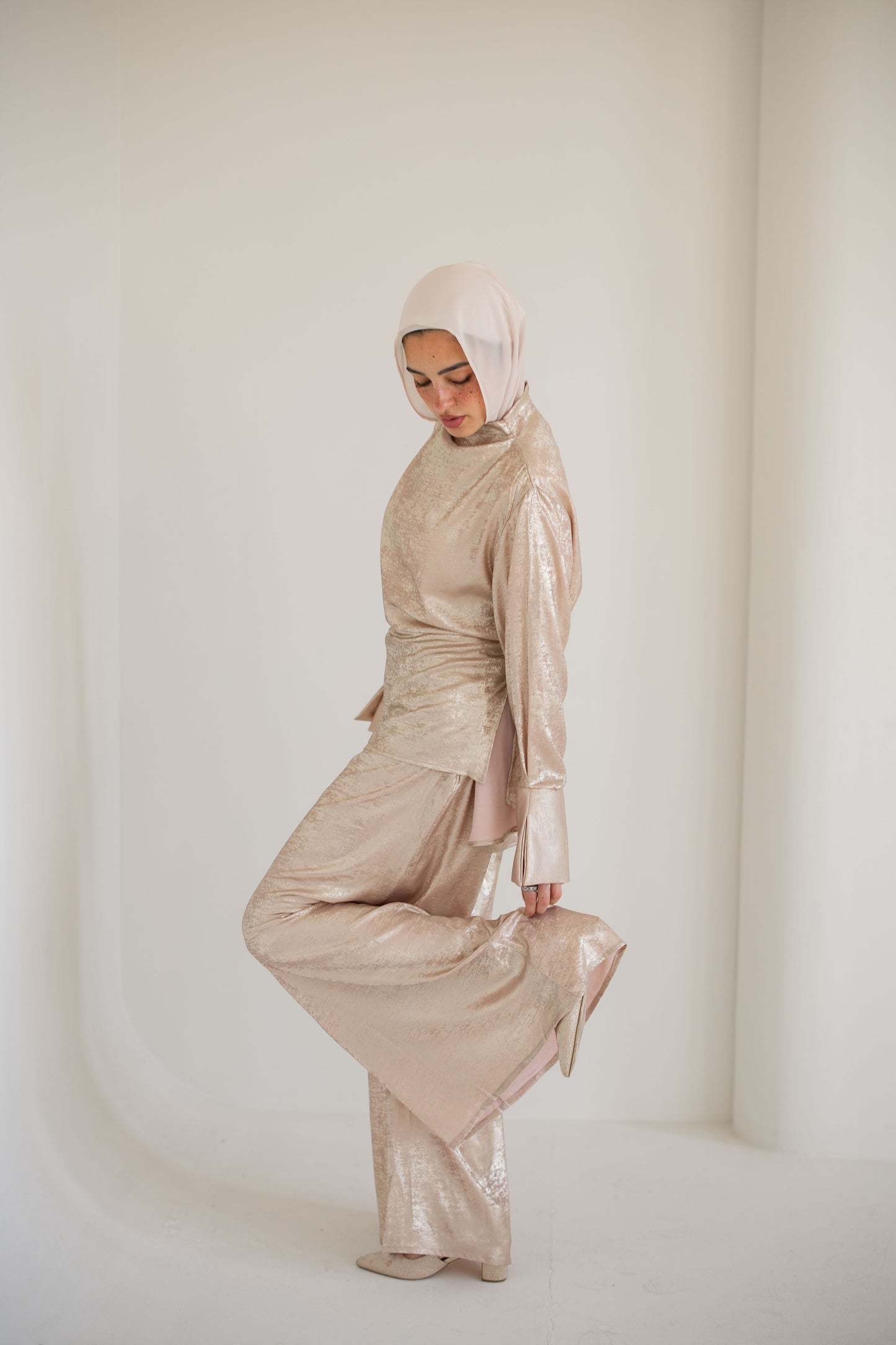 Draped Shimmer Set In Rose/Gold