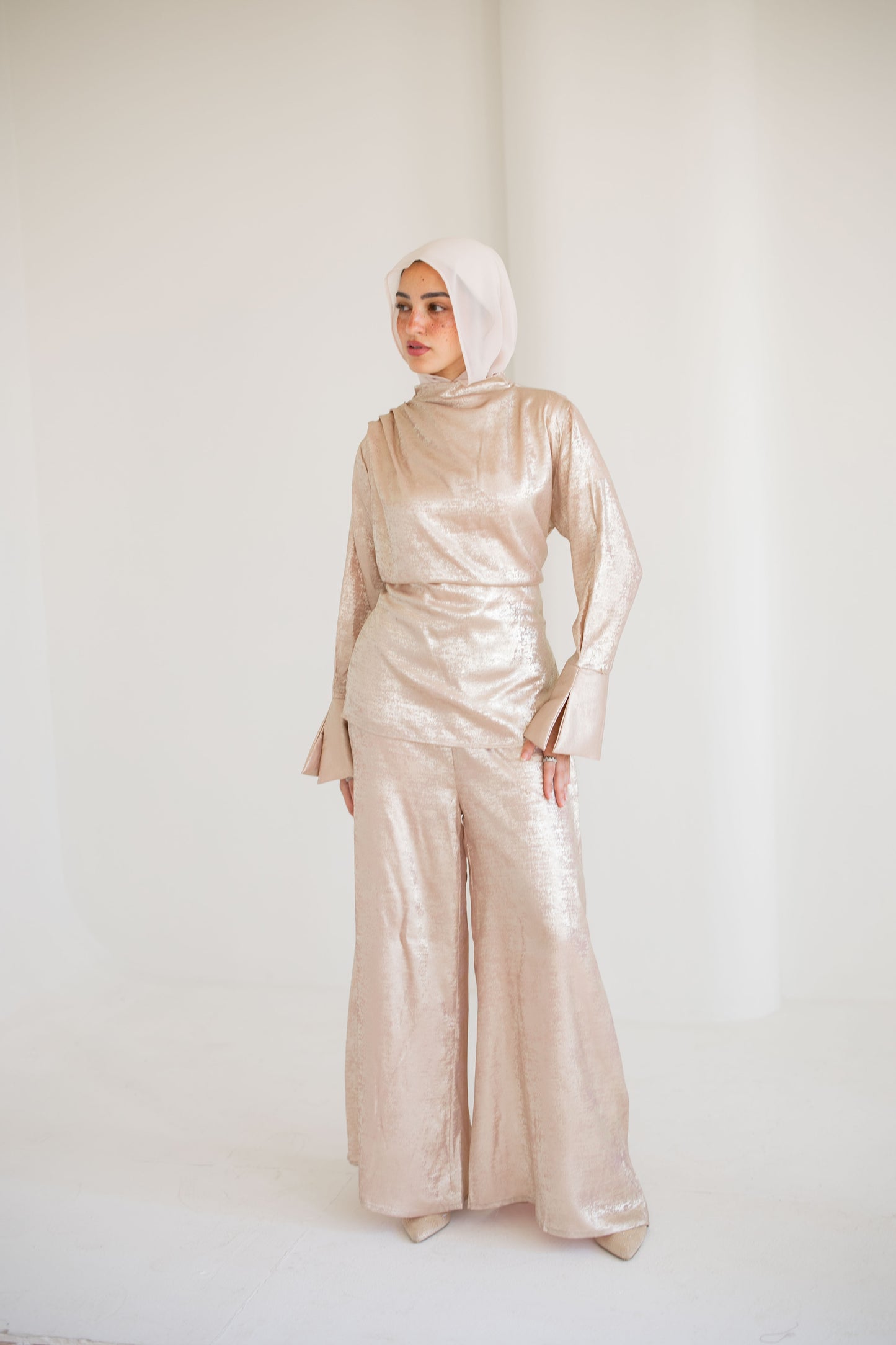 Draped Shimmer Set In Rose/Gold