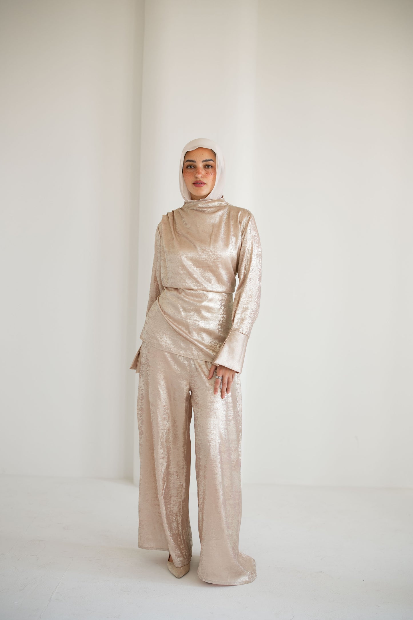 Draped Shimmer Set In Rose/Gold