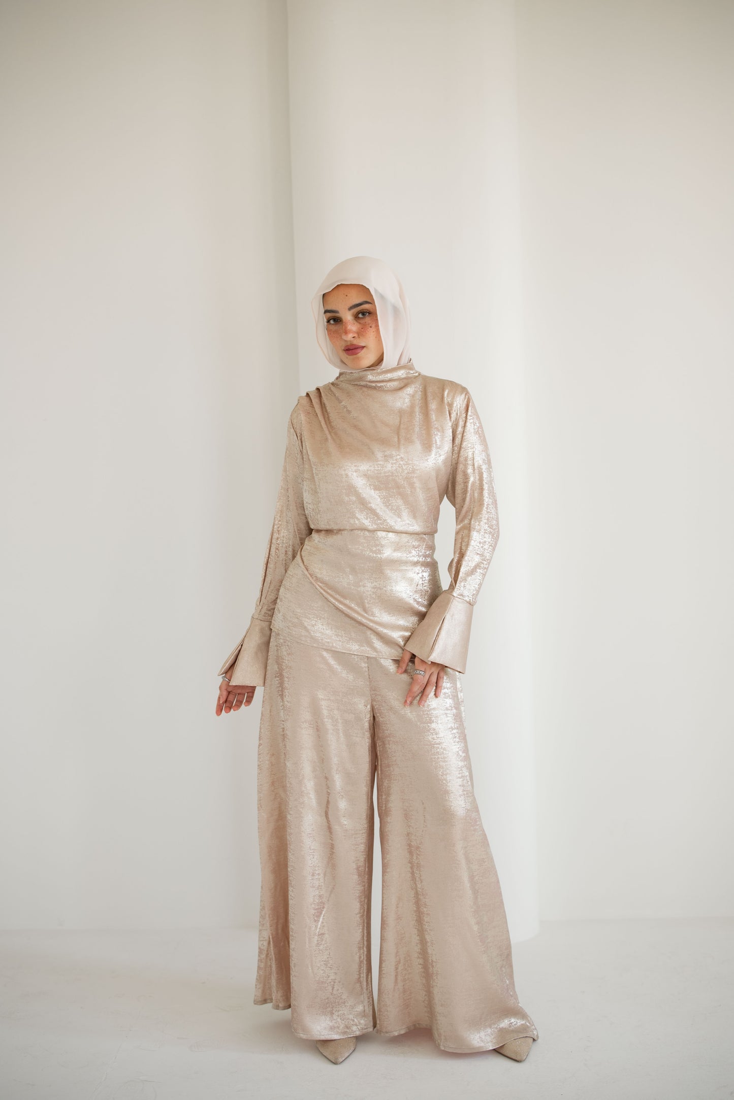 Draped Shimmer Set In Rose/Gold