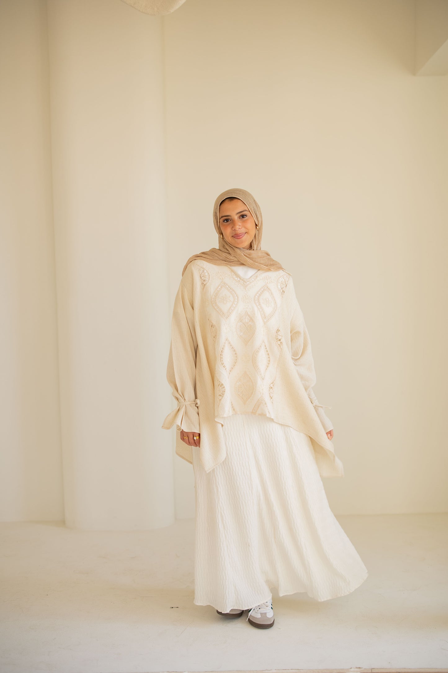 Asymmetrical beige top